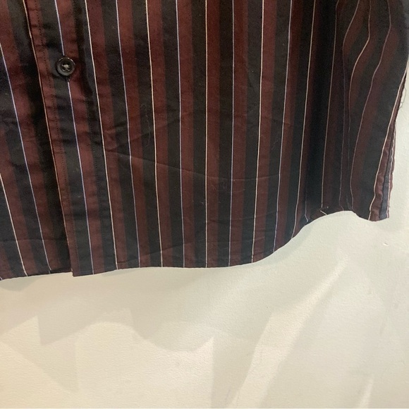CLUB MONACO SZ L BUTTON UP BLACK BROWN 100% COTTON SHIRT - Picture 10 of 12